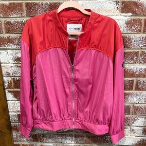 AlphaTauri Preppy Vibrant Pink and Red Colorblock Bomber Spring Jacket Size M